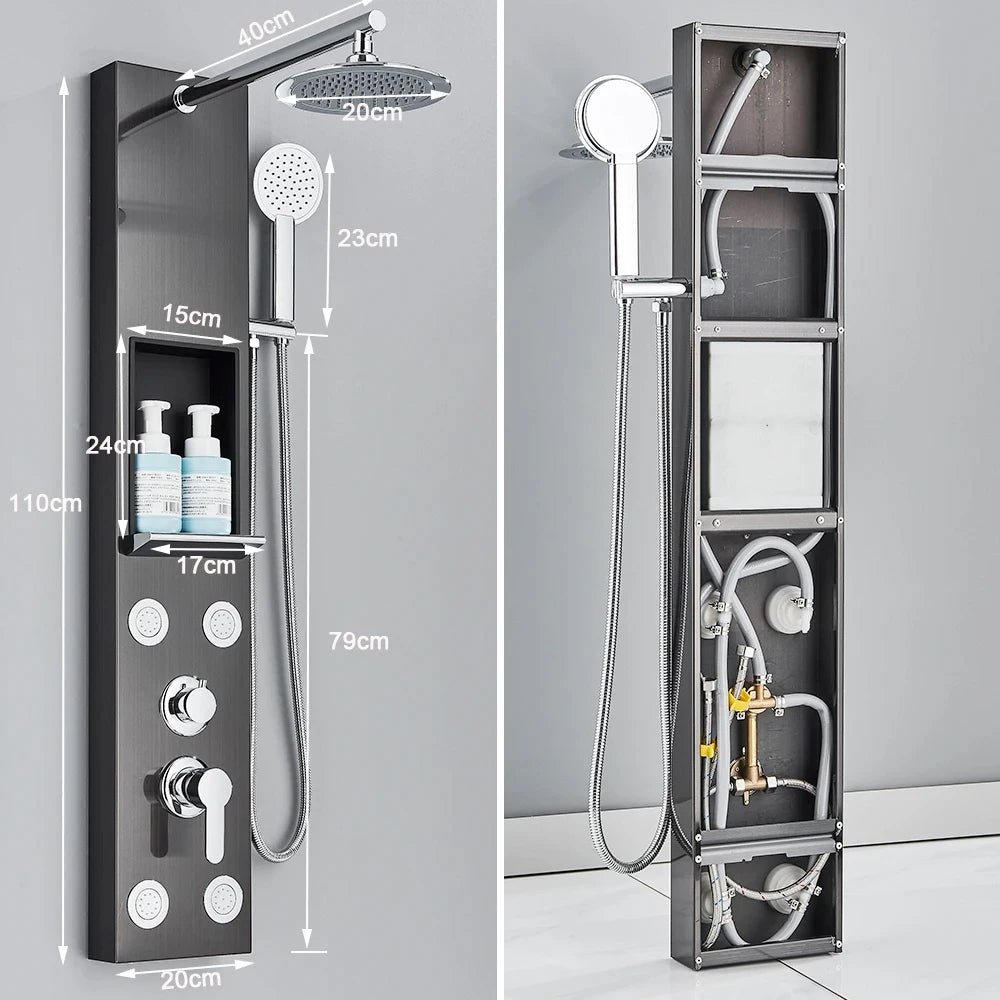 Colonne de Douche Hydromassante – Jets de Massage & Rangement Intégré