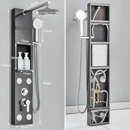 Colonne de Douche Hydromassante – Jets de Massage & Rangement Intégré