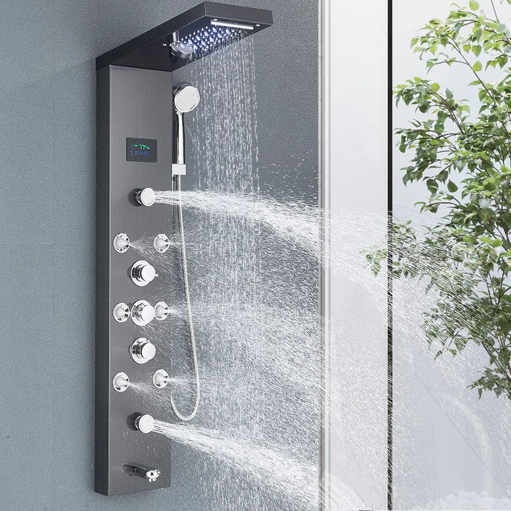 Colonne de Douche Hydromassante à Affichage Digital LED – Massage & Détente