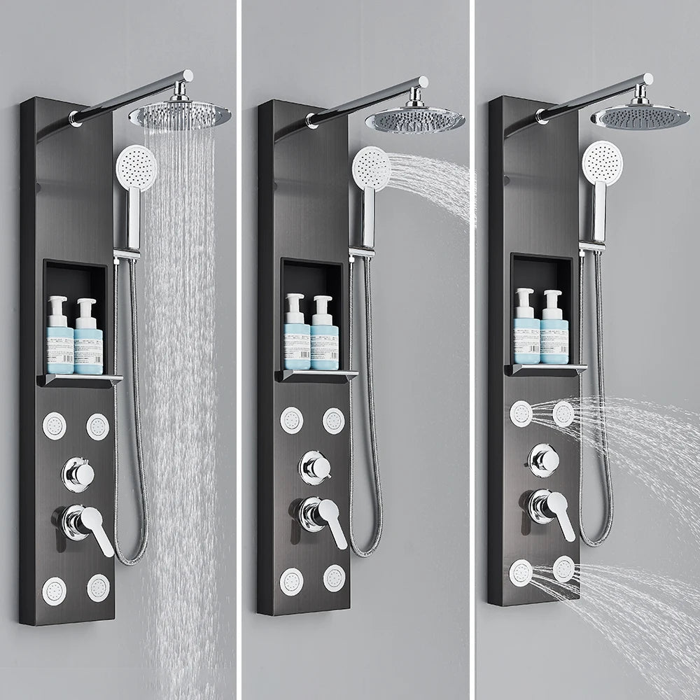Colonne de Douche Hydromassante – Jets de Massage & Rangement Intégré