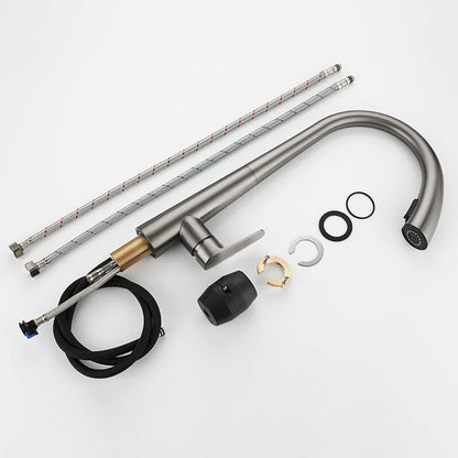 Robinet de Cuisine Extractible 360° – Douchette 2 Jets – Chrome, Noir, Gris métallisé