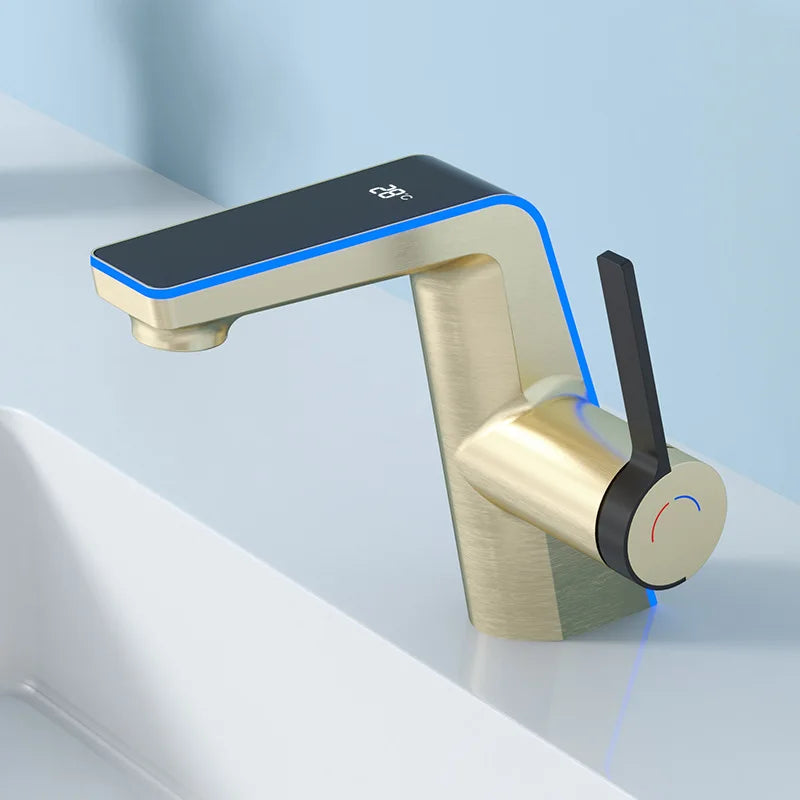 Robinet de salle de bain LED – affichage température & mitigeur moderne