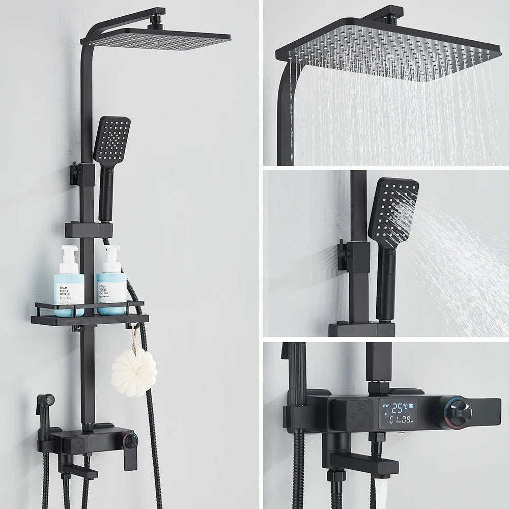 Colonne de Douche Thermostatique avec Affichage Digital – Pluie & Douchette