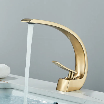 Robinet de salle de bain en laiton – design courbé luxueux