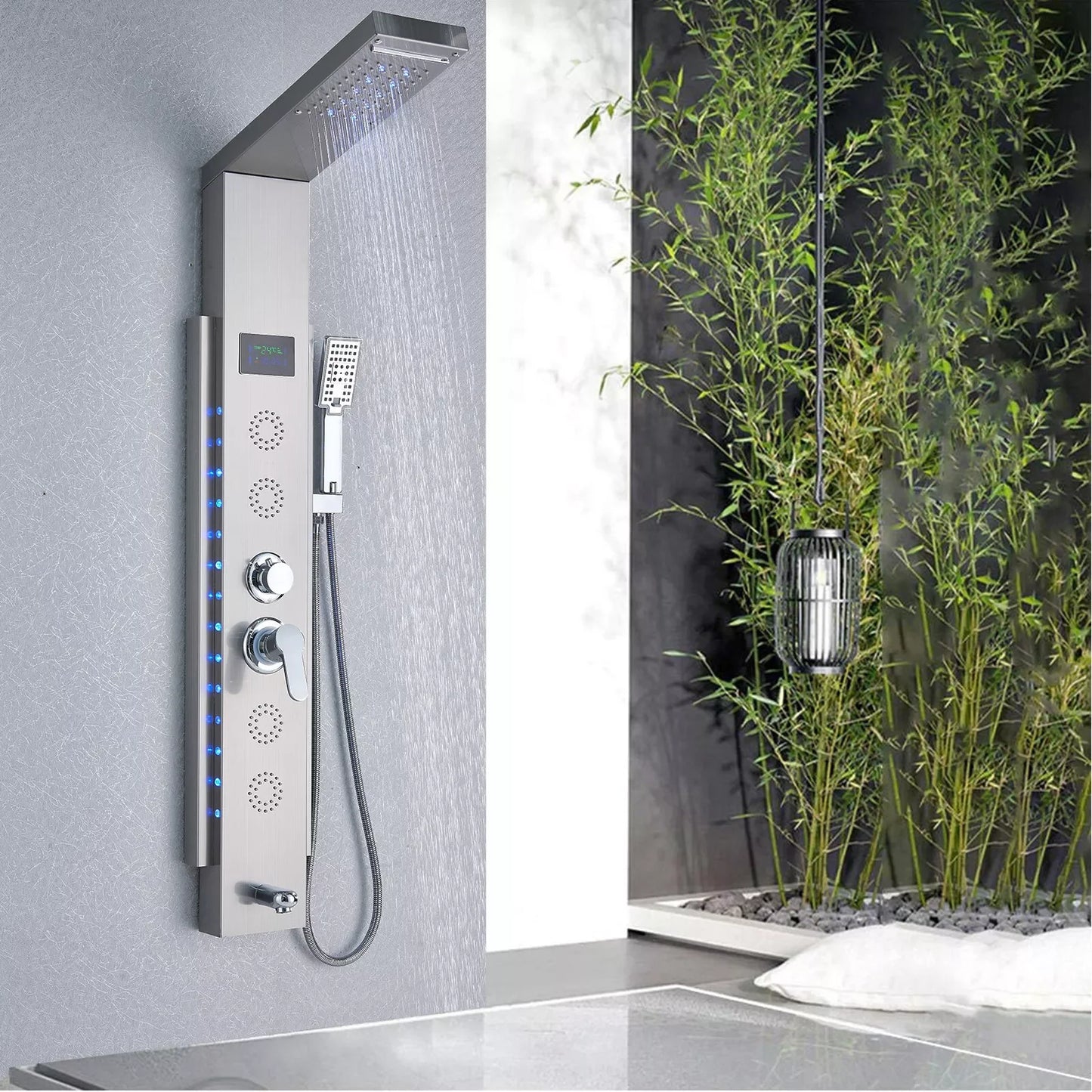 Colonne de Douche Hydromassante LED – Cascade & Massage