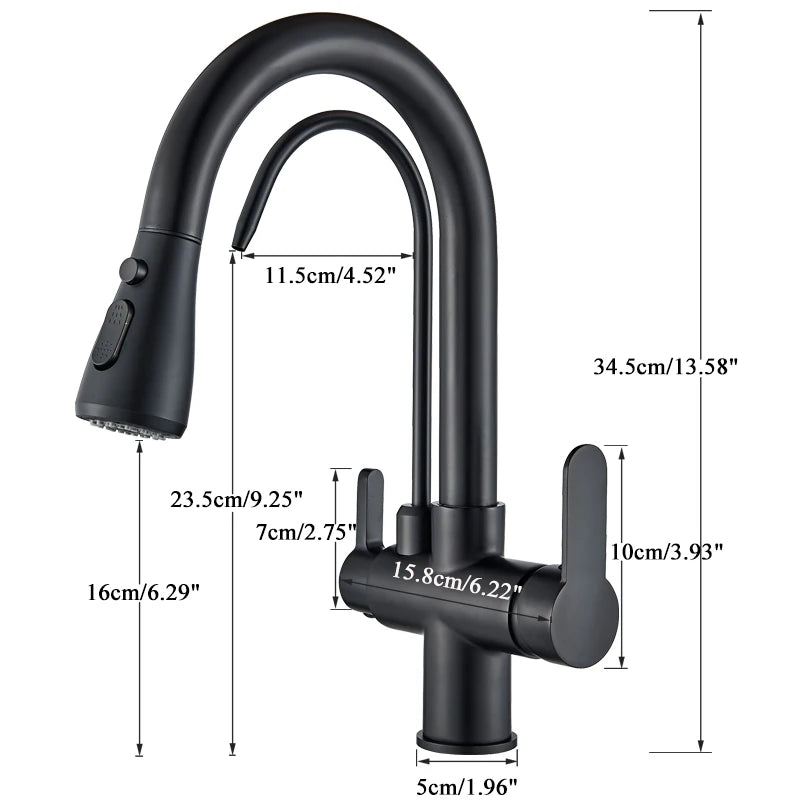 Robinet de Cuisine 3 Voies – Eau Filtrée & Douchette Extractible Haute Pression