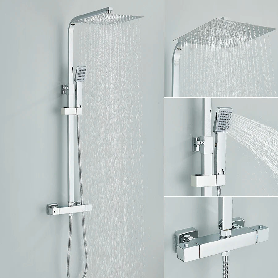 Colonne de Douche Thermostatique Chrome – Pluie & Douchette