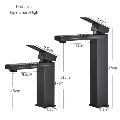 Robinet de salle de bain moderne en inox – versions courte et haute