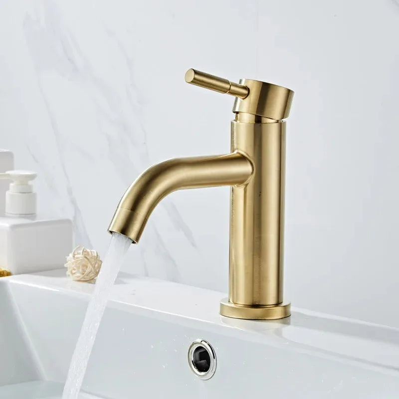 Mitigeur Lavabo Or Brossé – Robinet Salle de Bain (4 Tailles)