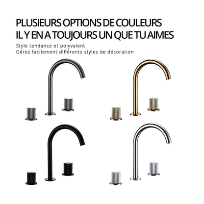 Robinet de salle de bain en laiton – bec haut avec manettes texturées | Fluens™