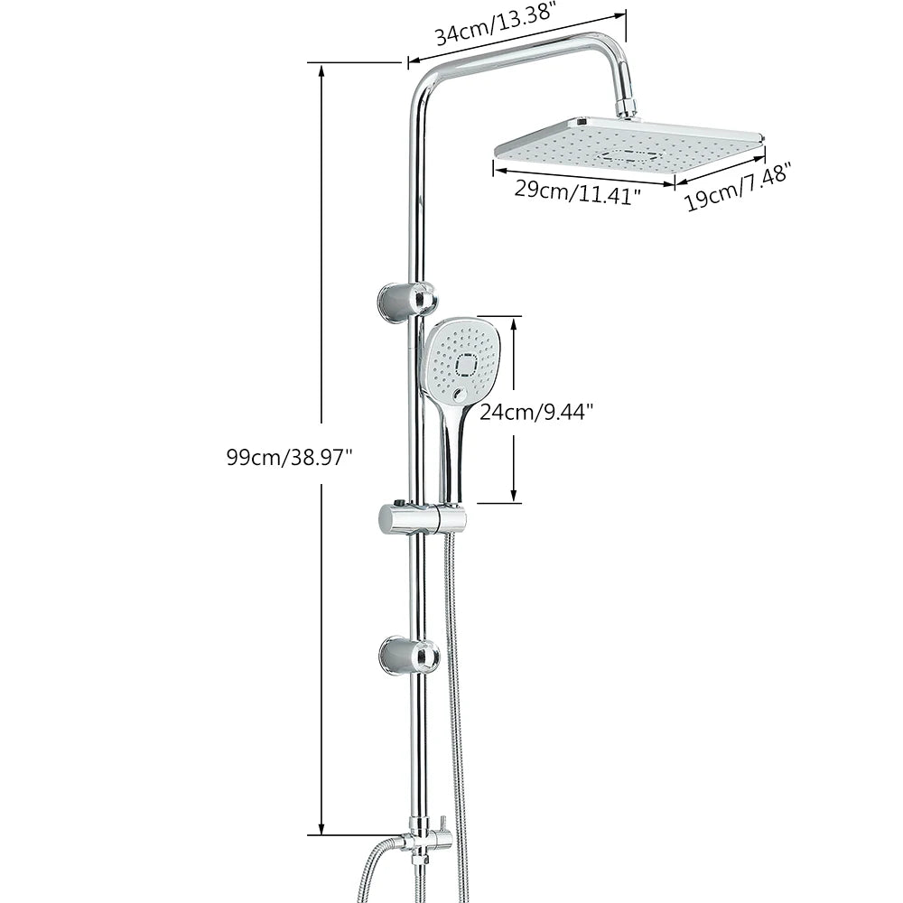 Colonne de Douche Pluie Noir Mat & Chrome – Ensemble Douche avec Douchette
