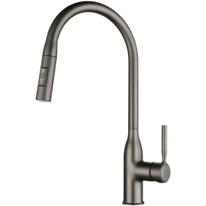 Robinet de Cuisine Extractible 360° – 2 Jets – Noir mat, Chrome, Gris, Argent brossé