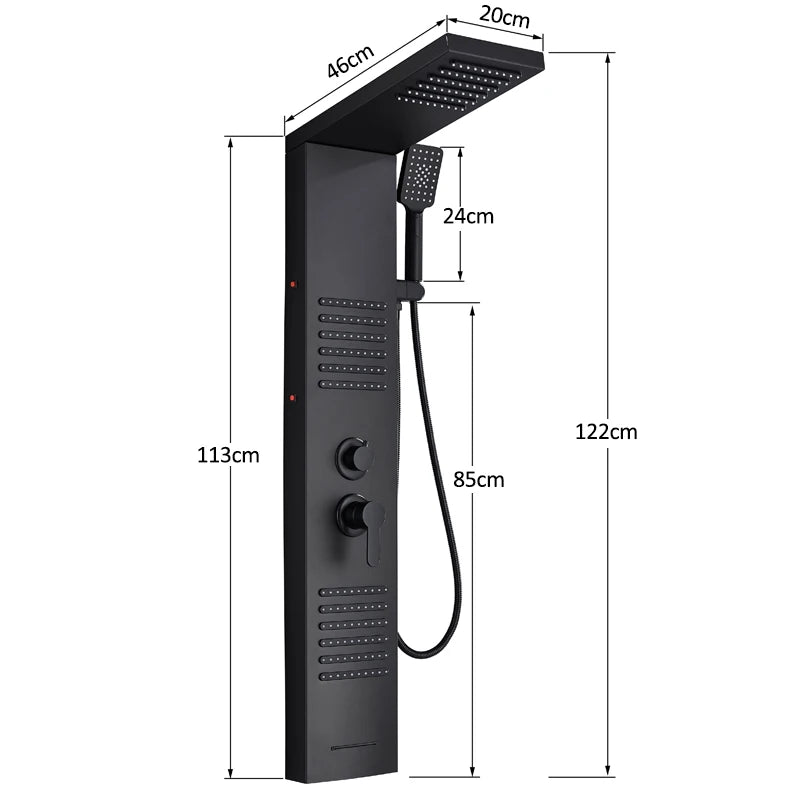 Colonne de Douche Hydromassante  – Pluie, Cascade & Jets LED