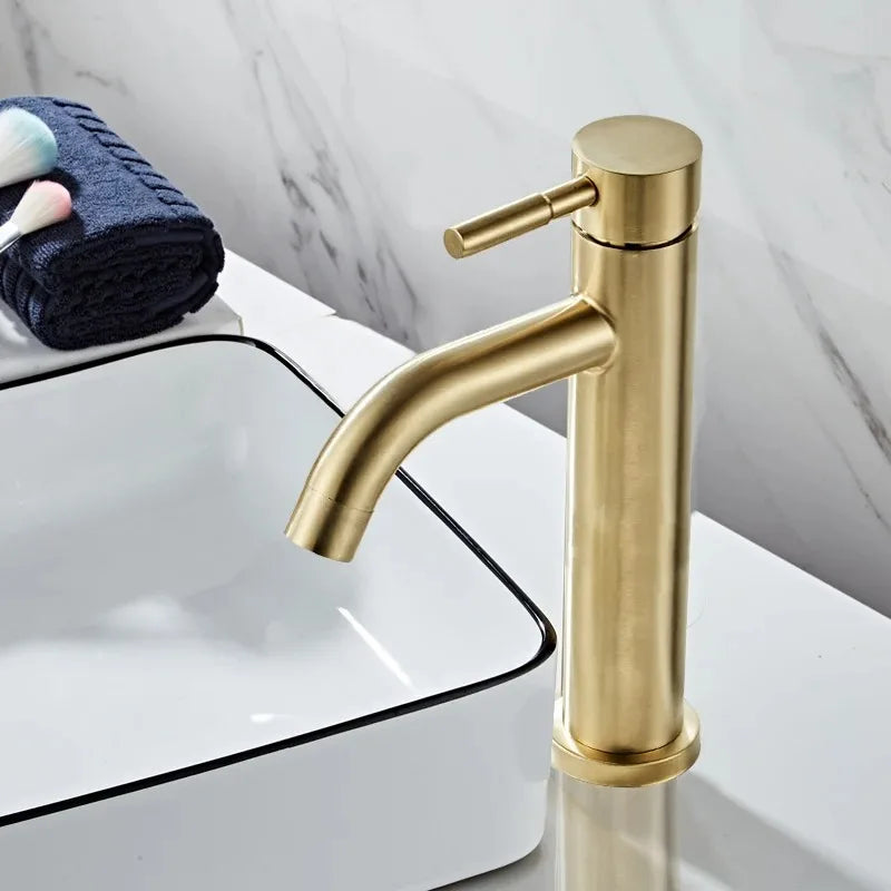 Mitigeur Lavabo Or Brossé – Robinet Salle de Bain (4 Tailles)