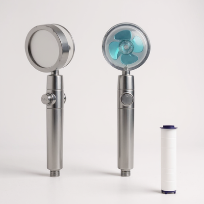 Pommeau de Douche Turbo – Haute Pression, Filtration & Économie d’Eau, Rotation 360°
