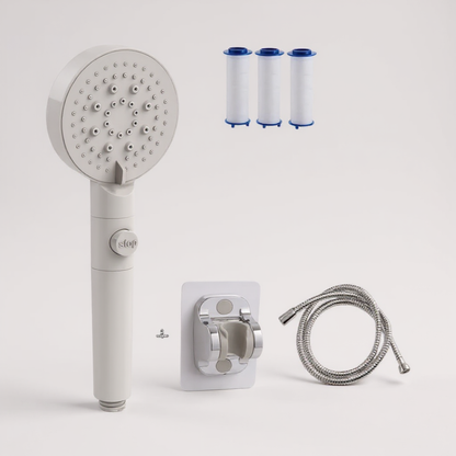 Pommeau de Douche Filtrant – Haute Pression & Économie d’Eau, 5 Modes + Bouton Stop