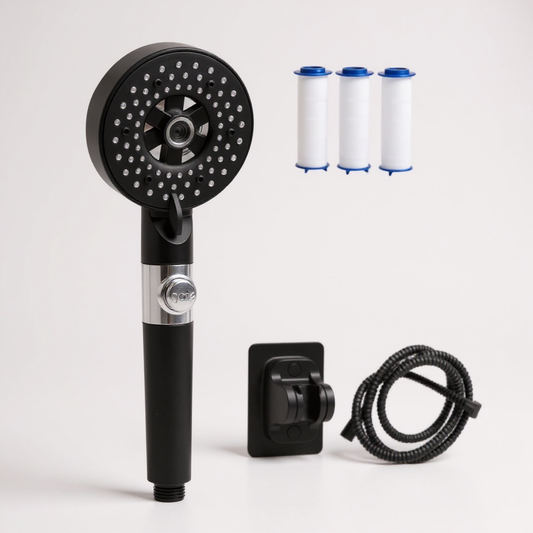 Pommeau de Douche Filtrant – Haute Pression & Économie d’Eau, 5 Modes + Bouton Stop