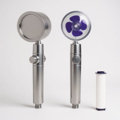 Pommeau de Douche Turbo – Haute Pression, Filtration & Économie d’Eau, Rotation 360°