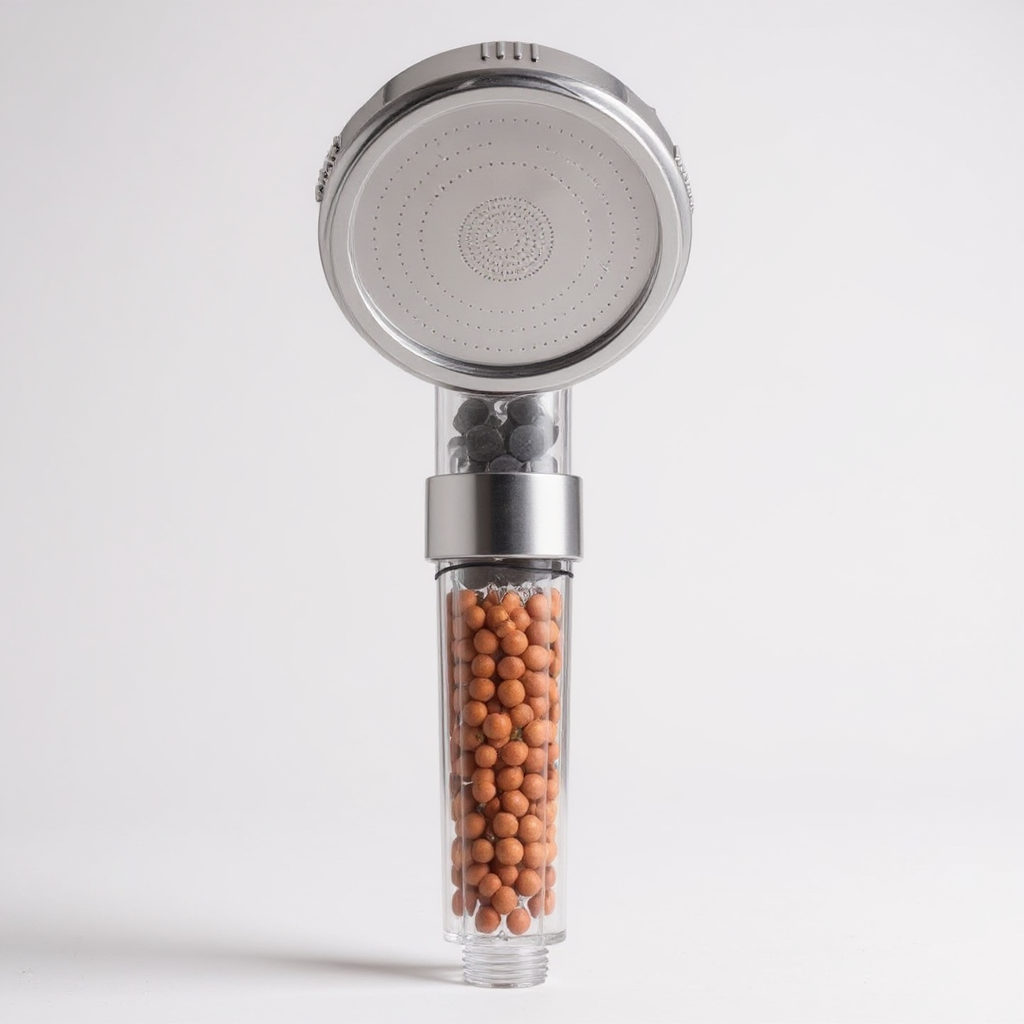 Pommeau de douche anti-calcaire filtrant – billes minérales, haute pression