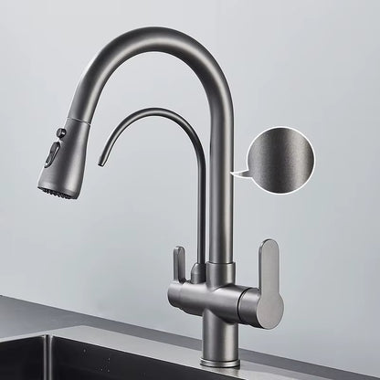 Robinet de Cuisine 3 Voies – Eau Filtrée & Douchette Extractible Haute Pression