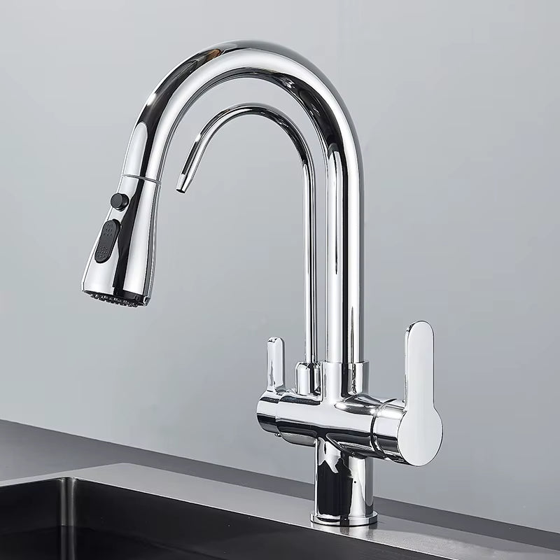 Robinet de Cuisine 3 Voies – Eau Filtrée & Douchette Extractible Haute Pression