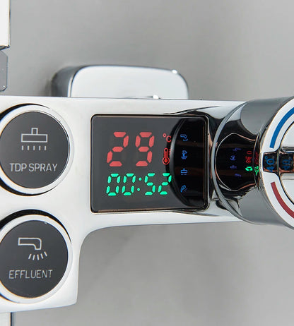 Colonne de Douche Thermostatique avec Affichage Digital – Douche Pluie (Noir / Chrome)