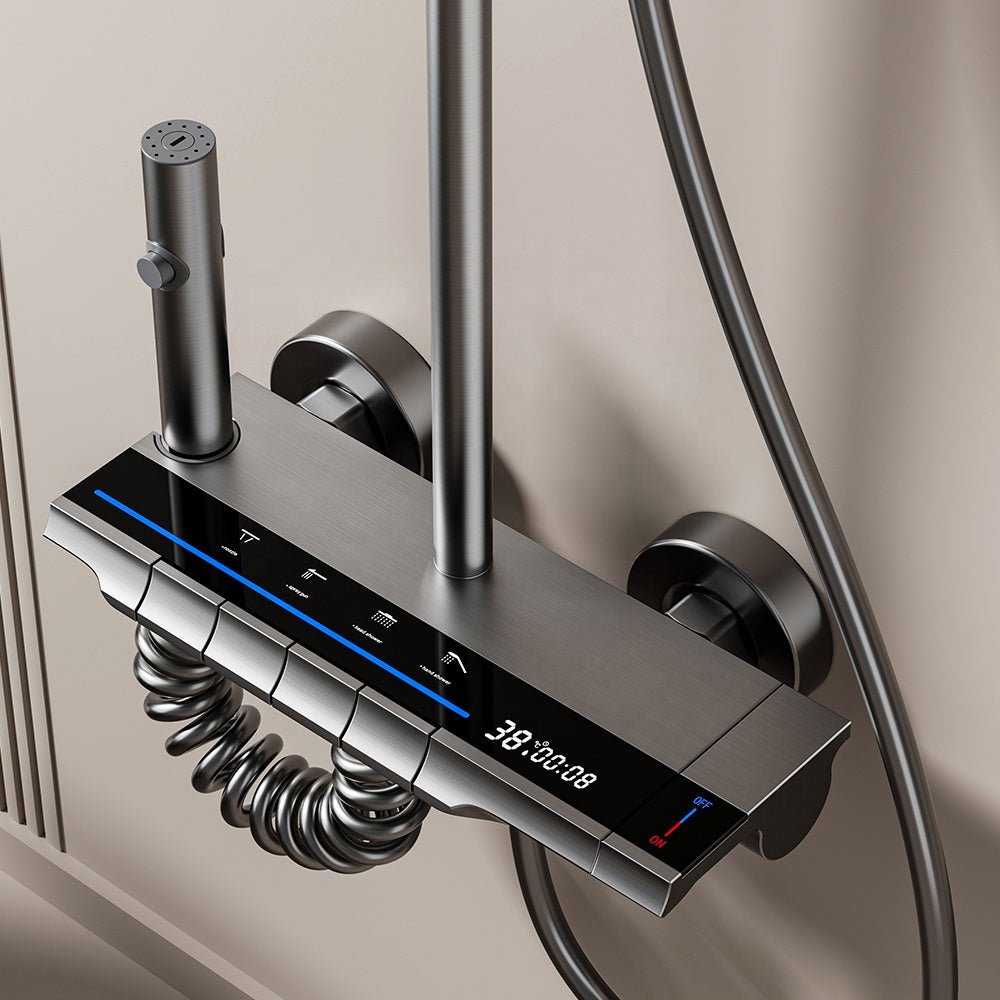 Colonne de Douche 4 Voies à Affichage Digital – Gris brossé - Fluens