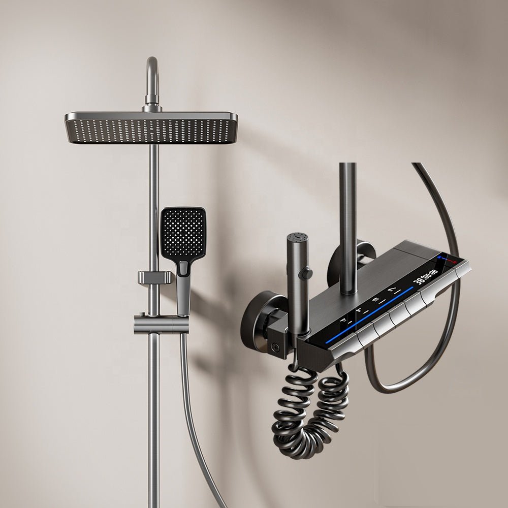 Colonne de Douche 4 Voies à Affichage Digital – Gris brossé - Fluens