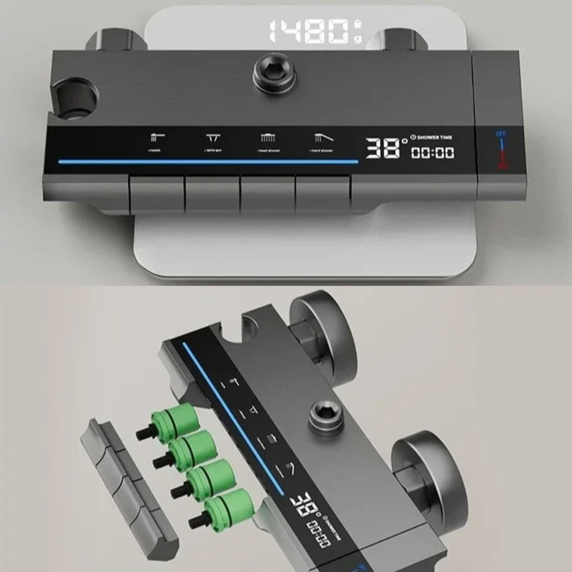 Colonne de Douche 4 Voies à Affichage Digital – Gris brossé - Fluens