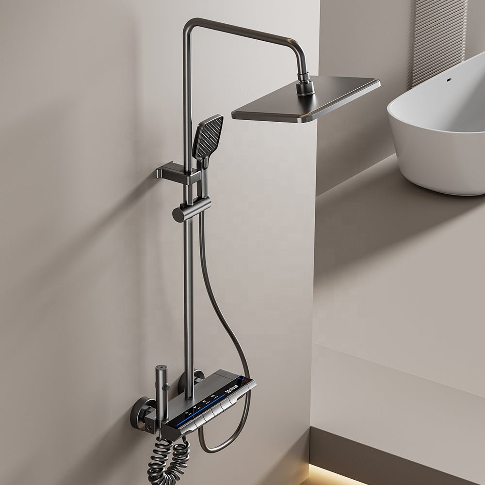 Colonne de Douche 4 Voies à Affichage Digital – Gris brossé - Fluens