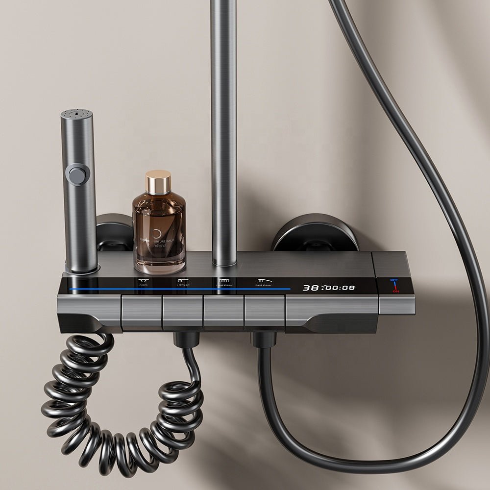 Colonne de Douche 4 Voies à Affichage Digital – Gris brossé - Fluens