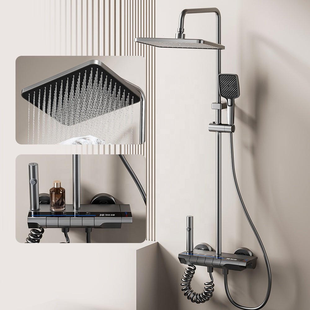 Colonne de Douche 4 Voies à Affichage Digital – Gris brossé - Fluens