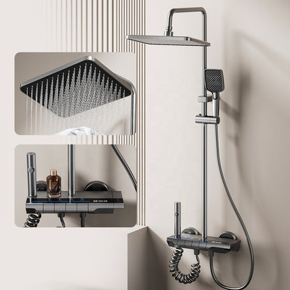 Colonne de Douche 4 Voies à Affichage Digital – Gris brossé - Fluens