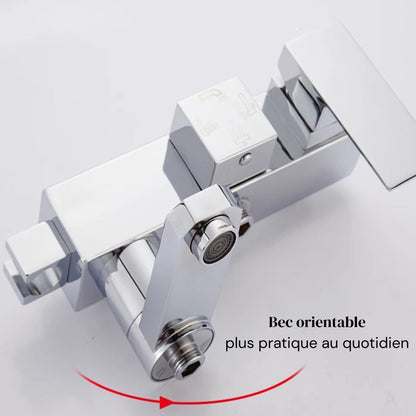 Colonne de Douche Design Noir & Chrome – Pluie Relaxante - Fluens