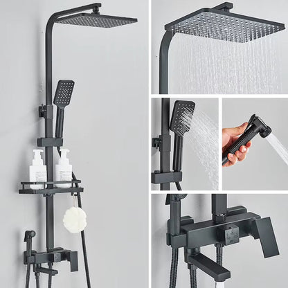 Colonne de Douche Design Noir & Chrome – Pluie Relaxante - Fluens