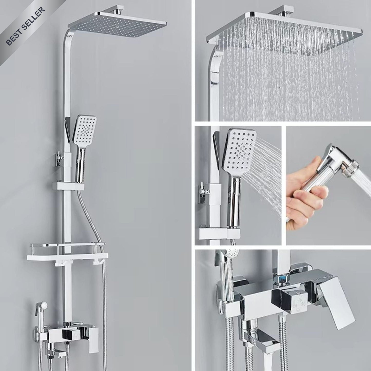 Colonne de Douche Design Noir & Chrome – Pluie Relaxante - Fluens