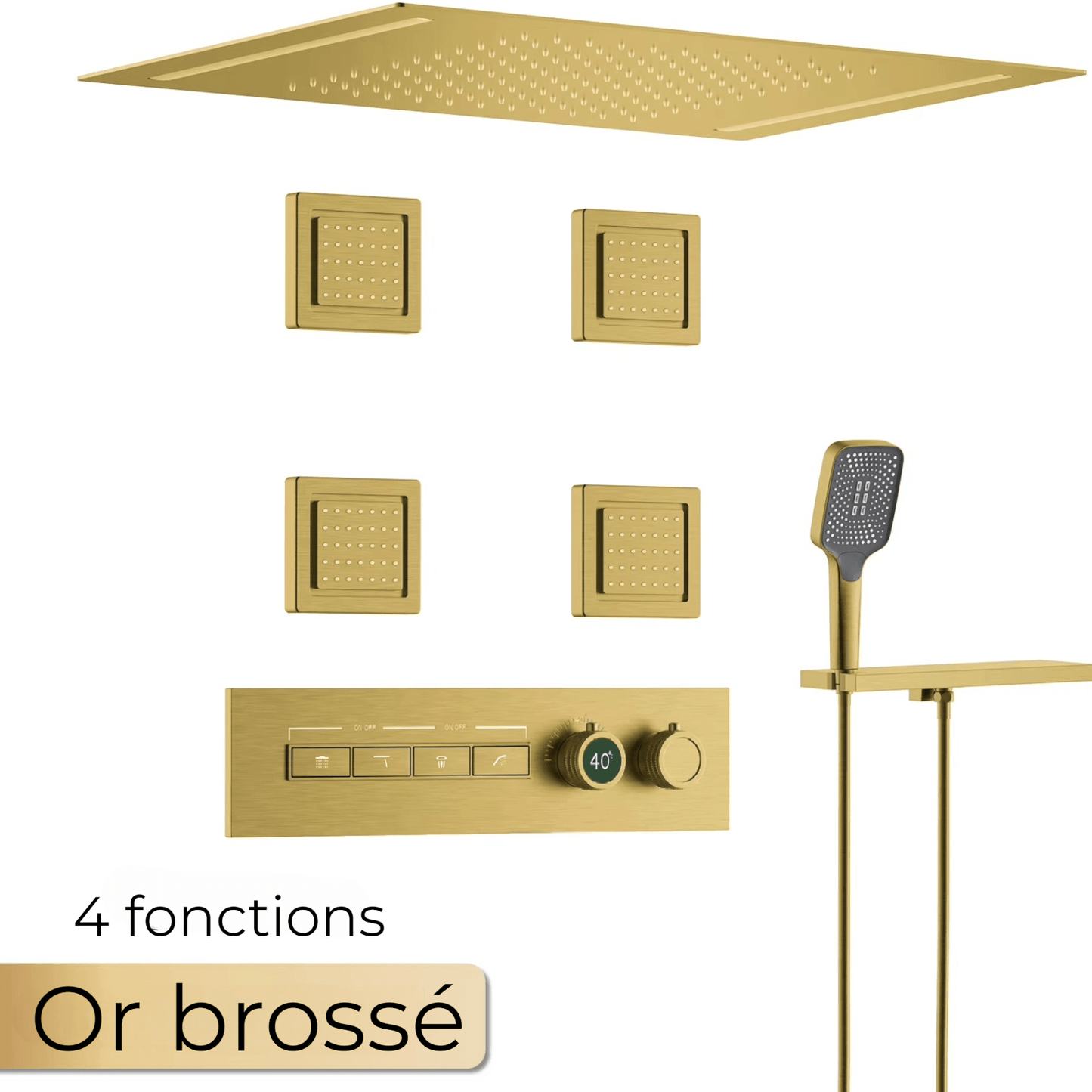 Colonne de Douche Encastrable Luxe – Hydromassante 4 Fonctions - Fluens