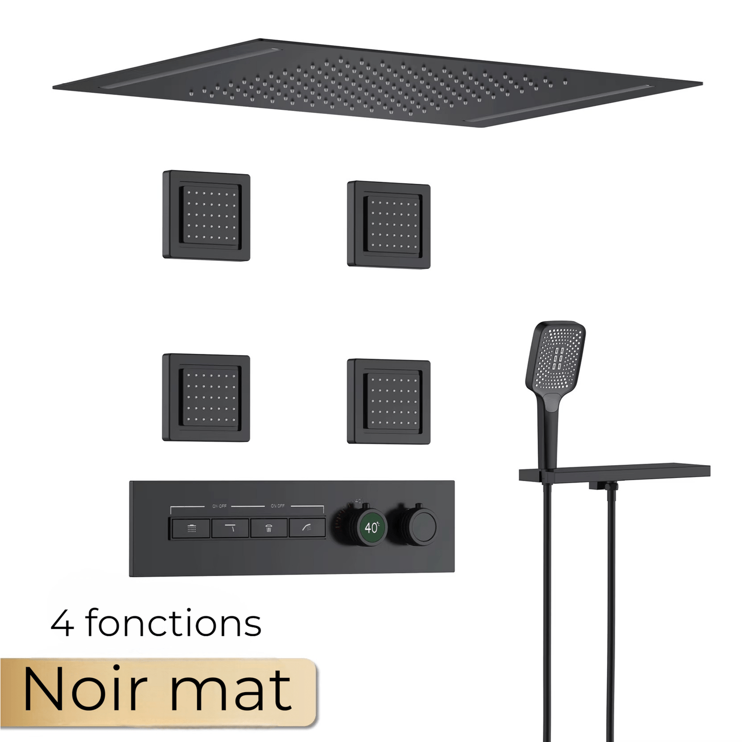 Colonne de Douche Encastrable Luxe – Hydromassante 4 Fonctions - Fluens