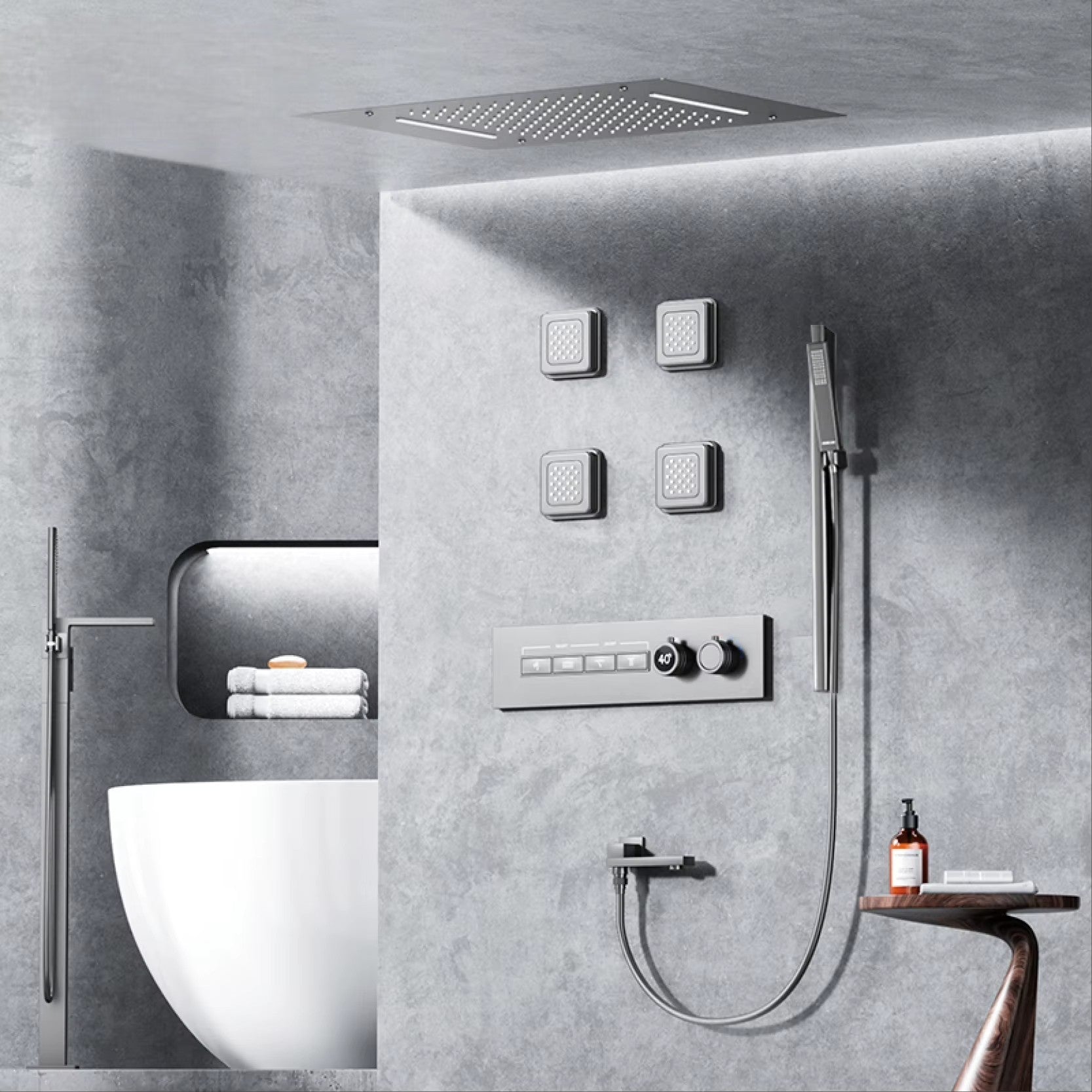 Colonne de Douche Encastrable Luxe – Hydromassante 4 Fonctions - Fluens