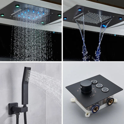 Colonne de Douche Encastrable Luxe LED – Pluie & Cascade, Douchette - Fluens