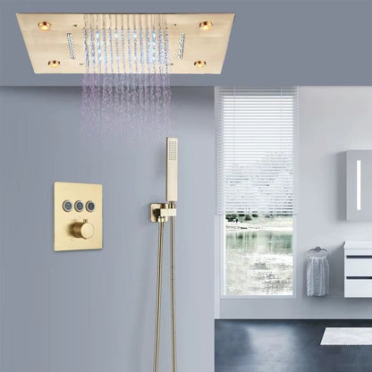 Colonne de Douche Encastrable Luxe LED – Pluie & Cascade, Douchette - Fluens