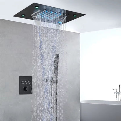 Colonne de Douche Encastrable Luxe LED – Pluie & Cascade, Douchette - Fluens