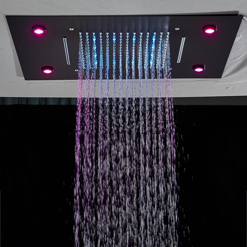 Colonne de Douche Encastrable Luxe LED – Pluie & Cascade, Douchette - Fluens