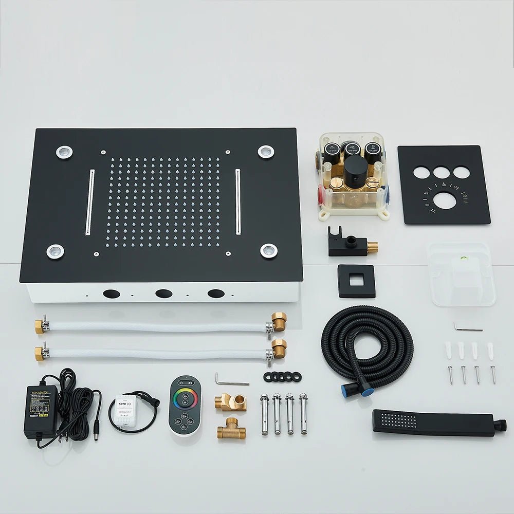 Colonne de Douche Encastrable Luxe LED – Pluie & Cascade, Douchette - Fluens