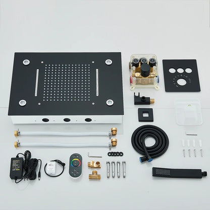 Colonne de Douche Encastrable Luxe LED – Pluie & Cascade, Douchette - Fluens