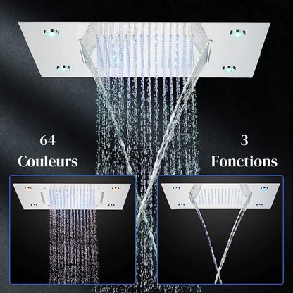Colonne de Douche Encastrable Luxe LED – Pluie & Cascade, Douchette - Fluens