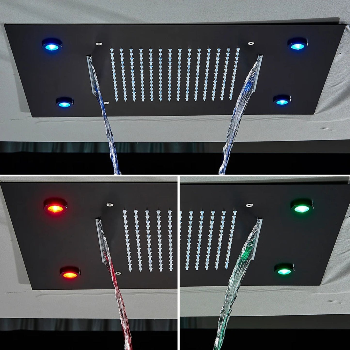 Colonne de Douche Encastrable Luxe LED – Pluie & Cascade, Douchette - Fluens