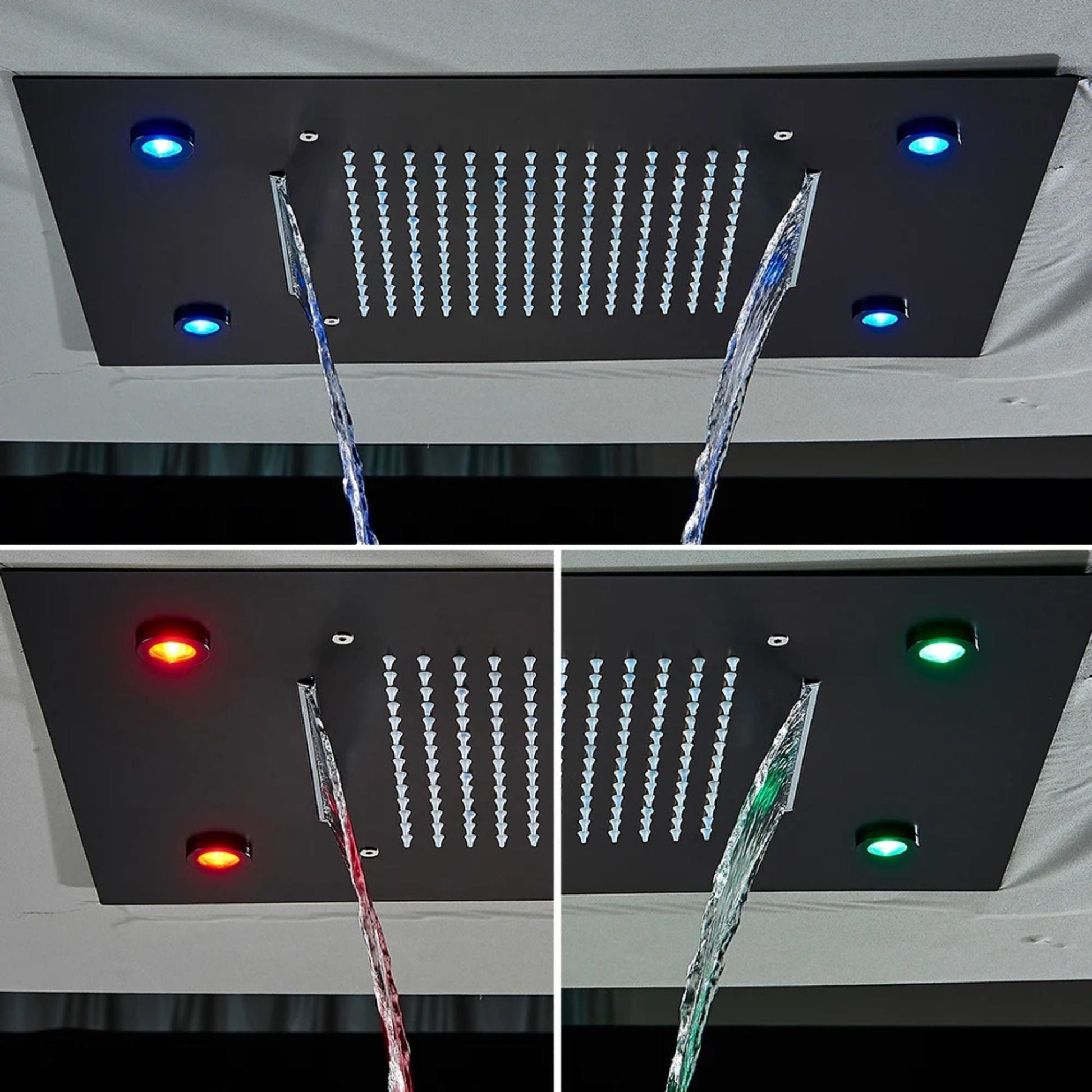 Colonne de Douche Encastrable Luxe LED – Pluie & Cascade, Douchette - Fluens