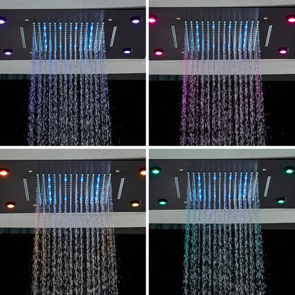 Colonne de Douche Encastrable Luxe LED – Pluie & Cascade, Douchette - Fluens