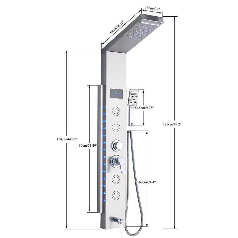 Colonne de Douche Hydromassante à affichage digital LED – Cascade & Massage - Fluens